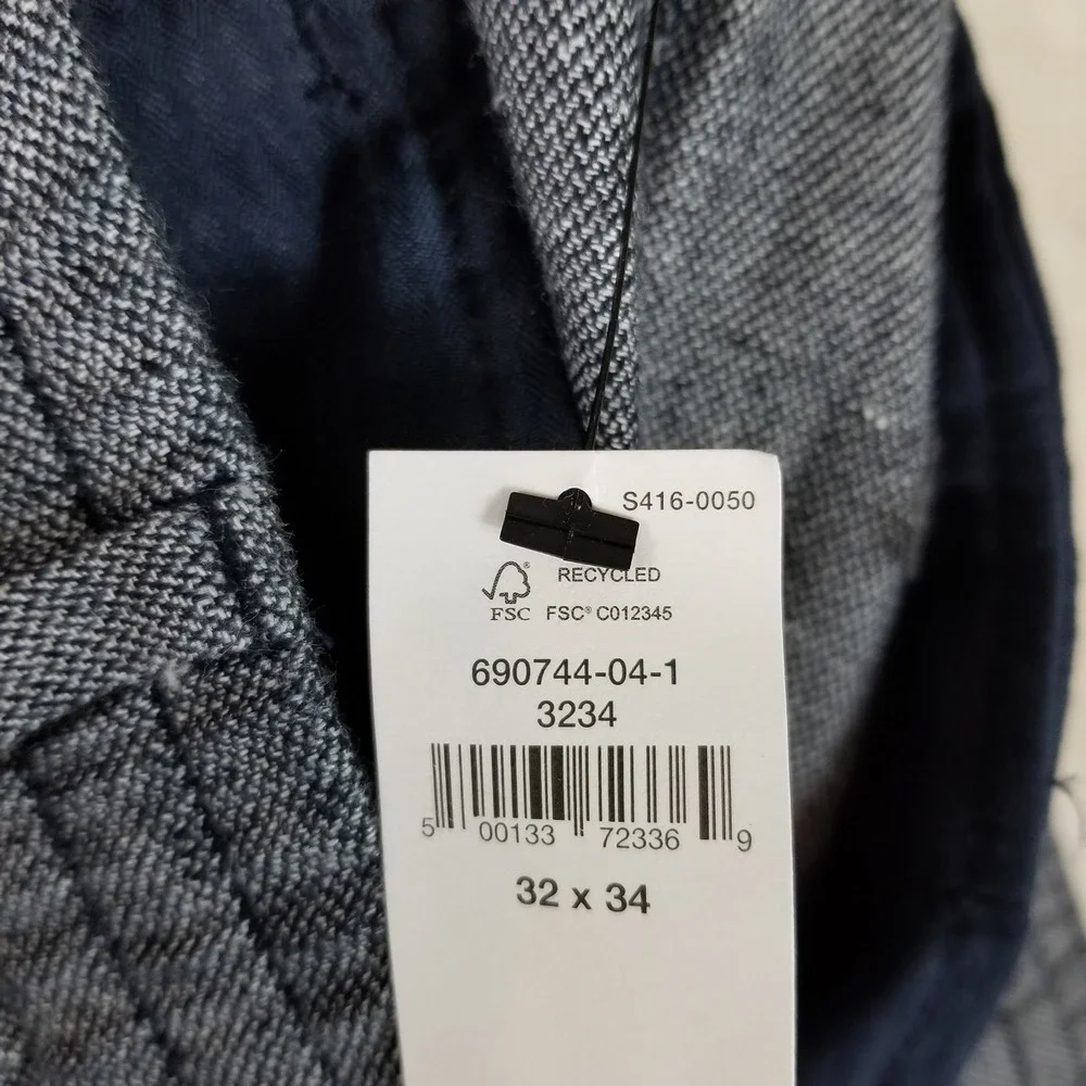 Banana Republic Athletic Trousers Mens 32x34 Blue Grey Linen Blend Tapered Pants